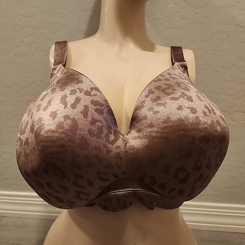 Cacique Bra 46DDD Brown Animal Print Lightly Lined Full Coverage Underwire